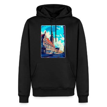 Leipzig Deutschland Vintage Reiseplakat Souvenir WPA - Männer Premium Bio Hoodie - Schwarz - Vorne - Nico (187cm)