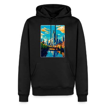 Francfort, Allemagne, Affiche de voyage vintage, souvenir - Sweat à capuche Premium bio Homme - noir - Devant - Nico (187cm)