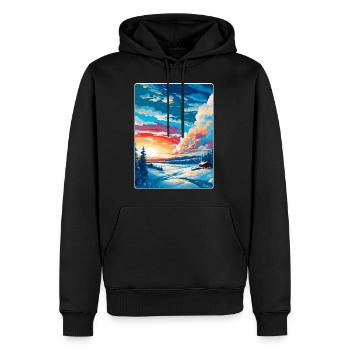 Kiruna Suède Affiche de voyage vintage WPA Souvenir - Sweat à capuche Premium bio Homme - noir - Devant - Nico (187cm)