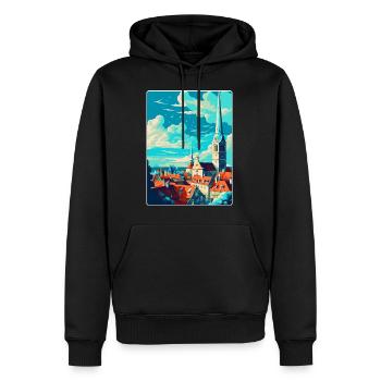 Tallinn Estonie Affiche de voyage vintage Souvenir WPA - Sweat à capuche Premium bio Homme - noir - Devant - Nico (187cm)