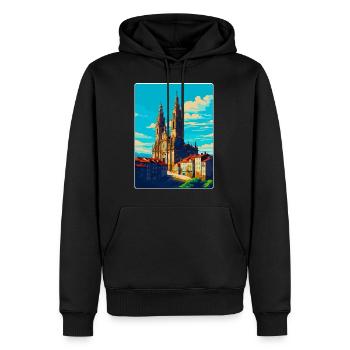 Santiago De Compostela Spanien Vintage Reiseposter - Männer Premium Bio Hoodie - Schwarz - Vorne - Nico (187cm)