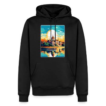 Budapest Ungarn Vintage Reiseplakat Souvenir - Männer Premium Bio Hoodie - Schwarz - Vorne - Nico (187cm)