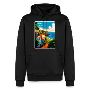 São Miguel Portugal Affiche de voyage vintage souvenir - Sweat à capuche Premium bio Homme - noir - Devant - Nico (187cm)