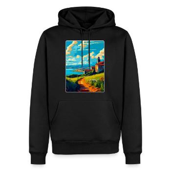 La Corogne Espagne Affiche de voyage vintage WPA Souvenir - Sweat à capuche Premium bio Homme - noir - Devant - Nico (187cm)