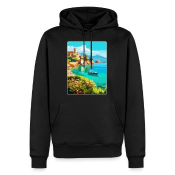Crète Grèce Affiche de voyage vintage WPA Souvenir - Sweat à capuche Premium bio Homme - noir - Devant - Nico (187cm)