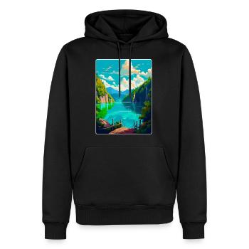 Nationalpark Plitvicer Seen Kroatien Reiseplakat - Männer Premium Bio Hoodie - Schwarz - Vorne - Nico (187cm)