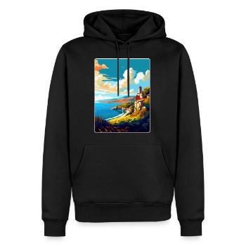 Galicien Spanien Vintage Reiseplakat WPA Souvenir - Männer Premium Bio Hoodie - Schwarz - Vorne - Nico (187cm)