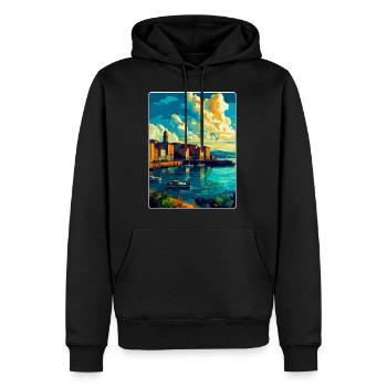 Une Corogne Espagne Affiche de voyage vintage Souvenir WPA - Sweat à capuche Premium bio Homme - noir - Devant - Nico (187cm)