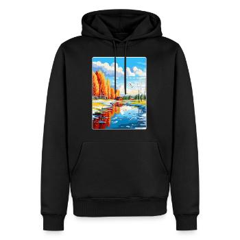 Oulu Finlande Affiche de voyage vintage WPA Souvenir - Sweat à capuche Premium bio Homme - noir - Devant - Nico (187cm)