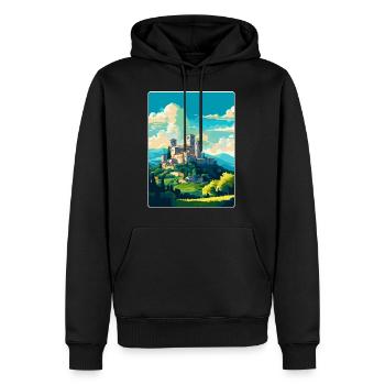 Assise, Italie, Affiche de voyage vintage, WPA, Souvenir - Sweat à capuche Premium bio Homme - noir - Devant - Nico (187cm)