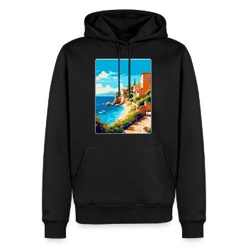 Costa Brava Spanien Vintage Reiseplakat Souvenir - Männer Premium Bio Hoodie - Schwarz - Vorne - Nico (187cm)