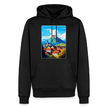 Ljubljana Slovénie Affiche de voyage vintage souvenir - Sweat à capuche Premium bio Homme - noir - Devant - Nico (187cm)