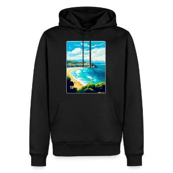 San Sebastian Spanien Vintage Reiseplakat Souvenir - Männer Premium Bio Hoodie - Schwarz - Vorne - Nico (187cm)