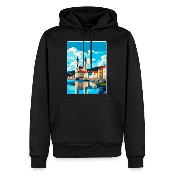 Passau Allemagne Affiche de voyage vintage Souvenir WPA - Sweat à capuche Premium bio Homme - noir - Devant - Nico (187cm)