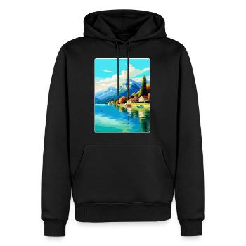 See Annecy Frankreich Vintage Reiseplakat Souvenir - Männer Premium Bio Hoodie - Schwarz - Vorne - Nico (187cm)
