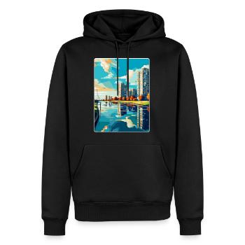 Almere Netherlands Vintage Travel Poster Souvenir - Men’s Premium Organic Hoodie - black - Front - Nico (187cm)