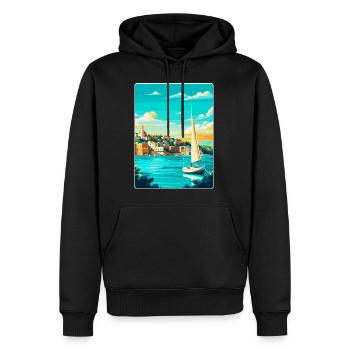 Ibiza Spanien Vintage Reise Poster WPA Kunst Souvenir - Männer Premium Bio Hoodie - Schwarz - Vorne - Nico (187cm)