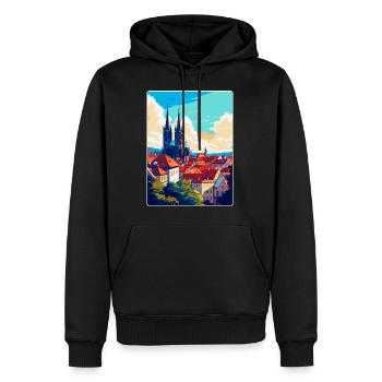 Brno République tchèque Poster de voyage vintage souvenir - Sweat à capuche Premium bio Homme - noir - Devant - Nico (187cm)