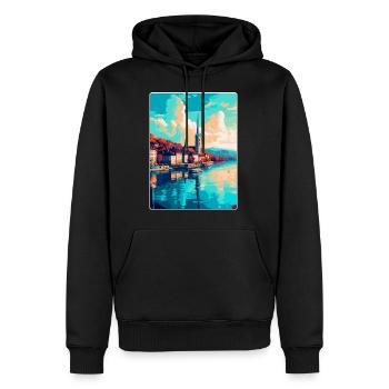 Zurich Suisse Affiche de voyage vintage souvenir - Sweat à capuche Premium bio Homme - noir - Devant - Nico (187cm)