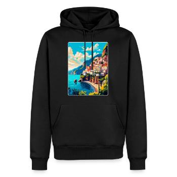 Amalfi Italie Affiche de voyage vintage WPA Souvenir - Sweat à capuche Premium bio Homme - noir - Devant - Nico (187cm)