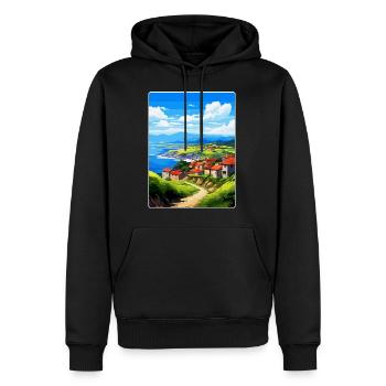 Pays Basque Espagne Vintage Voyage Poster WPA Art - Sweat à capuche Premium bio Homme - noir - Devant - Nico (187cm)