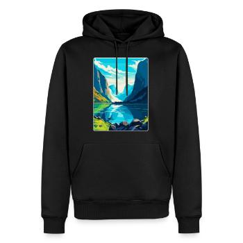 Die Fjorde Norwegen Vintage Reiseplakat Souvenir - Männer Premium Bio Hoodie - Schwarz - Vorne - Nico (187cm)