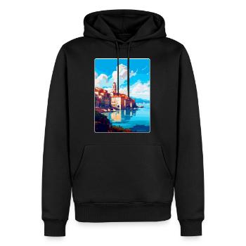 Santander Spanien Vintage Reiseplakat Souvenir WPA - Männer Premium Bio Hoodie - Schwarz - Vorne - Nico (187cm)