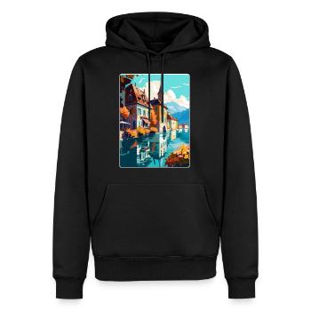 Annecy Frankreich Vintage Reiseposter WPA Souvenir - Männer Premium Bio Hoodie - Schwarz - Vorne - Nico (187cm)