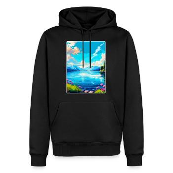 Lac Léman Suisse France Affiche de voyage WPA - Sweat à capuche Premium bio Homme - noir - Devant - Nico (187cm)