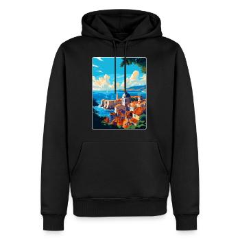 Dubrovnik Kroatien Vintage Reiseplakat Souvenir - Männer Premium Bio Hoodie - Schwarz - Vorne - Nico (187cm)