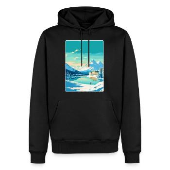 St Moritz Suisse Affiche de voyage vintage WPA - Sweat à capuche Premium bio Homme - noir - Devant - Nico (187cm)