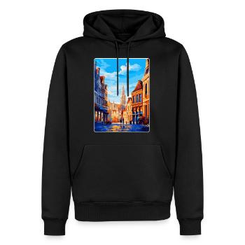 Brussels Belgium Vintage Travel Poster Souvenir - Men’s Premium Organic Hoodie - black - Front - Nico (187cm)