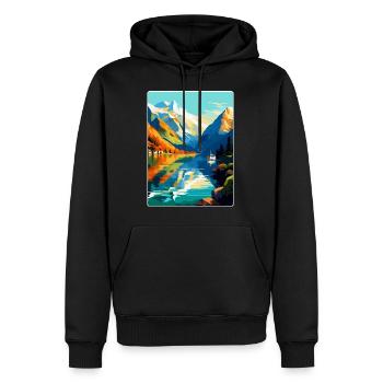Die Fjorde Norwegen Vintage Reiseplakat Souvenir - Männer Premium Bio Hoodie - Schwarz - Vorne - Nico (187cm)