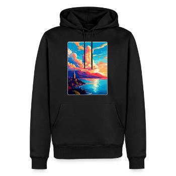 Neuchâtel Suisse Affiche de voyage vintage WPA - Sweat à capuche Premium bio Homme - noir - Devant - Nico (187cm)