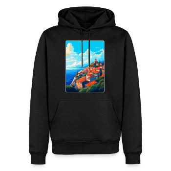 Eze France Vintage Travel Poster Souvenir Souvenir - Men’s Premium Organic Hoodie - black - Front - Nico (187cm)