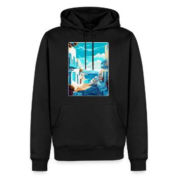 Mykonos Griechenland Vintage Reiseplakat Souvenir WPA - Männer Premium Bio Hoodie - Schwarz - Vorne - Nico (187cm)