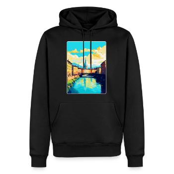 Turin Italien Vintage Reiseplakat WPA Kunst Souvenir - Männer Premium Bio Hoodie - Schwarz - Vorne - Nico (187cm)