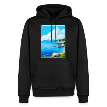 Affiche de voyage vintage de l’île de Meganisi en Grèce WPA - Sweat à capuche Premium bio Homme - noir - Devant - Nico (187cm)