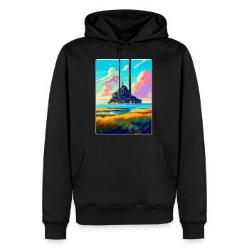 Mont Saint Michel France Affiche de voyage vintage WPA - Sweat à capuche Premium bio Homme - noir - Devant - Nico (187cm)