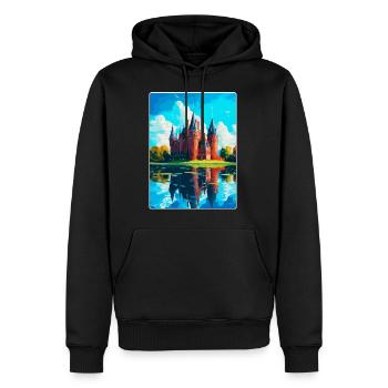 Château de Haar Pays-Bas Affiche de voyage vintage - Sweat à capuche Premium bio Homme - noir - Devant - Nico (187cm)