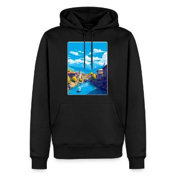 Sarajevo Bosnie-Herzégovine Affiche de voyage vintage - Sweat à capuche Premium bio Homme - noir - Devant - Nico (187cm)