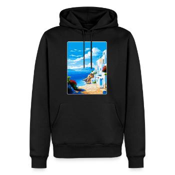 Milos Griechenland Vintage Reiseposter WPA Souvenir - Männer Premium Bio Hoodie - Schwarz - Vorne - Nico (187cm)