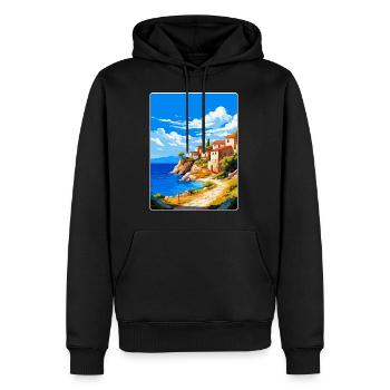 Mani Halbinsel Griechenland Vintage Reiseposter WPA - Männer Premium Bio Hoodie - Schwarz - Vorne - Nico (187cm)