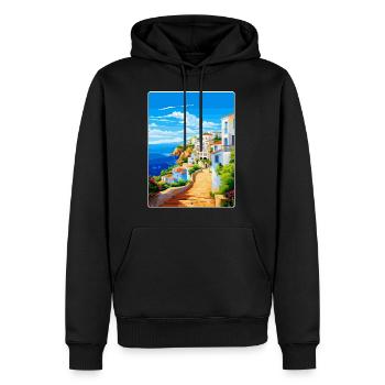 Albufeira Portugal Affiche de voyage vintage souvenir - Sweat à capuche Premium bio Homme - noir - Devant - Nico (187cm)