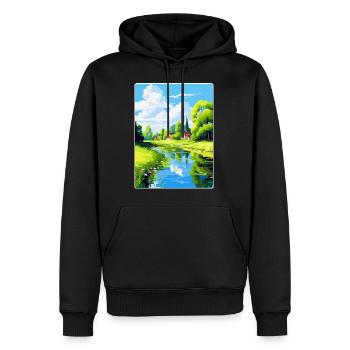 Spreewald Allemagne Affiche de voyage vintage souvenir - Sweat à capuche Premium bio Homme - noir - Devant - Nico (187cm)