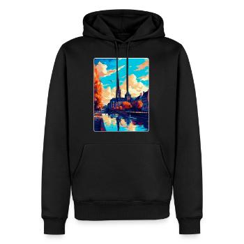 Bonn Allemagne Affiche de voyage vintage WPA Souvenir - Sweat à capuche Premium bio Homme - noir - Devant - Nico (187cm)
