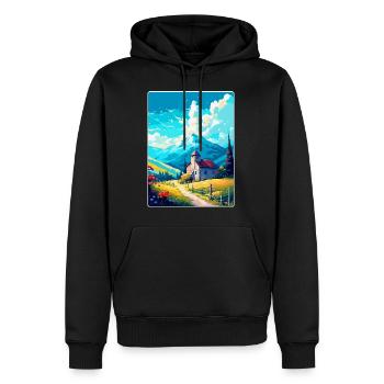 Le Chasseron Suisse Affiche de voyage vintage WPA - Sweat à capuche Premium bio Homme - noir - Devant - Nico (187cm)