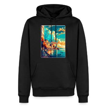 Thessaloniki Griechenland Vintage Reiseplakat Souvenir - Männer Premium Bio Hoodie - Schwarz - Vorne - Nico (187cm)