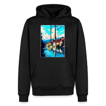 Schaffhausen Schweiz Vintage Reiseplakat WPA - Männer Premium Bio Hoodie - Schwarz - Vorne - Nico (187cm)