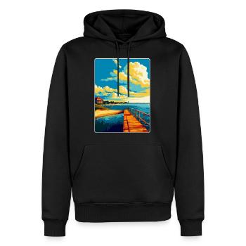 Swinoujscie Pologne Affiche de voyage vintage souvenir - Sweat à capuche Premium bio Homme - noir - Devant - Nico (187cm)